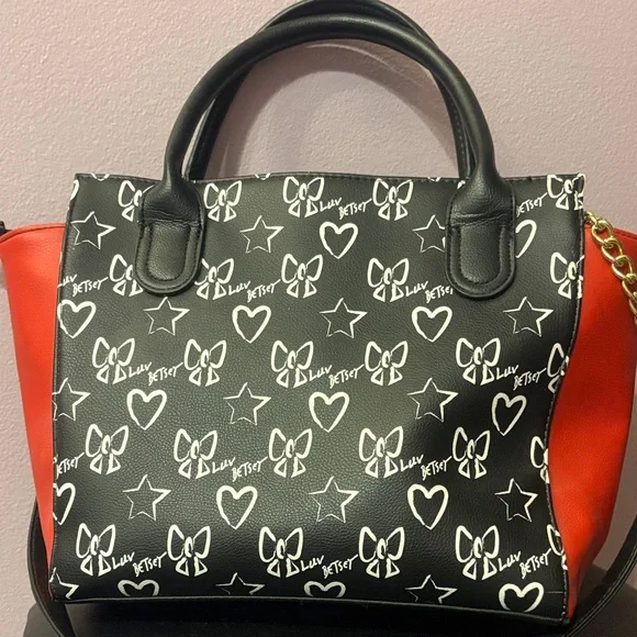 Betsey Johnson Black and Red Satchel - Picture 2 of 10